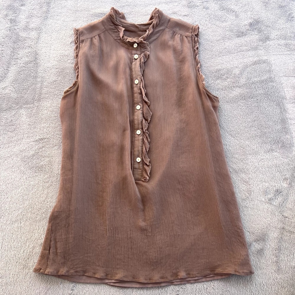 J. Crew Factory Sleeveless Ruffle-Trim Tank Top in Dusty Mauve size 2